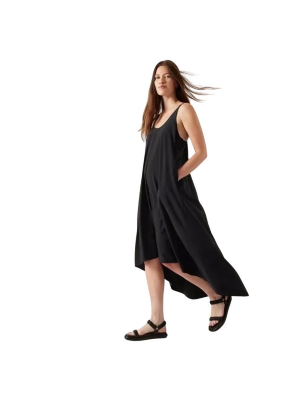 Athleta Women's Presidio Dress Black Sleeveless Hi-Lo Racerback | Size M